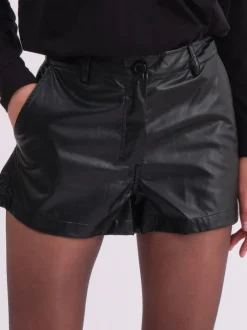 Religion Black Orbit Faux Leather Shorts New