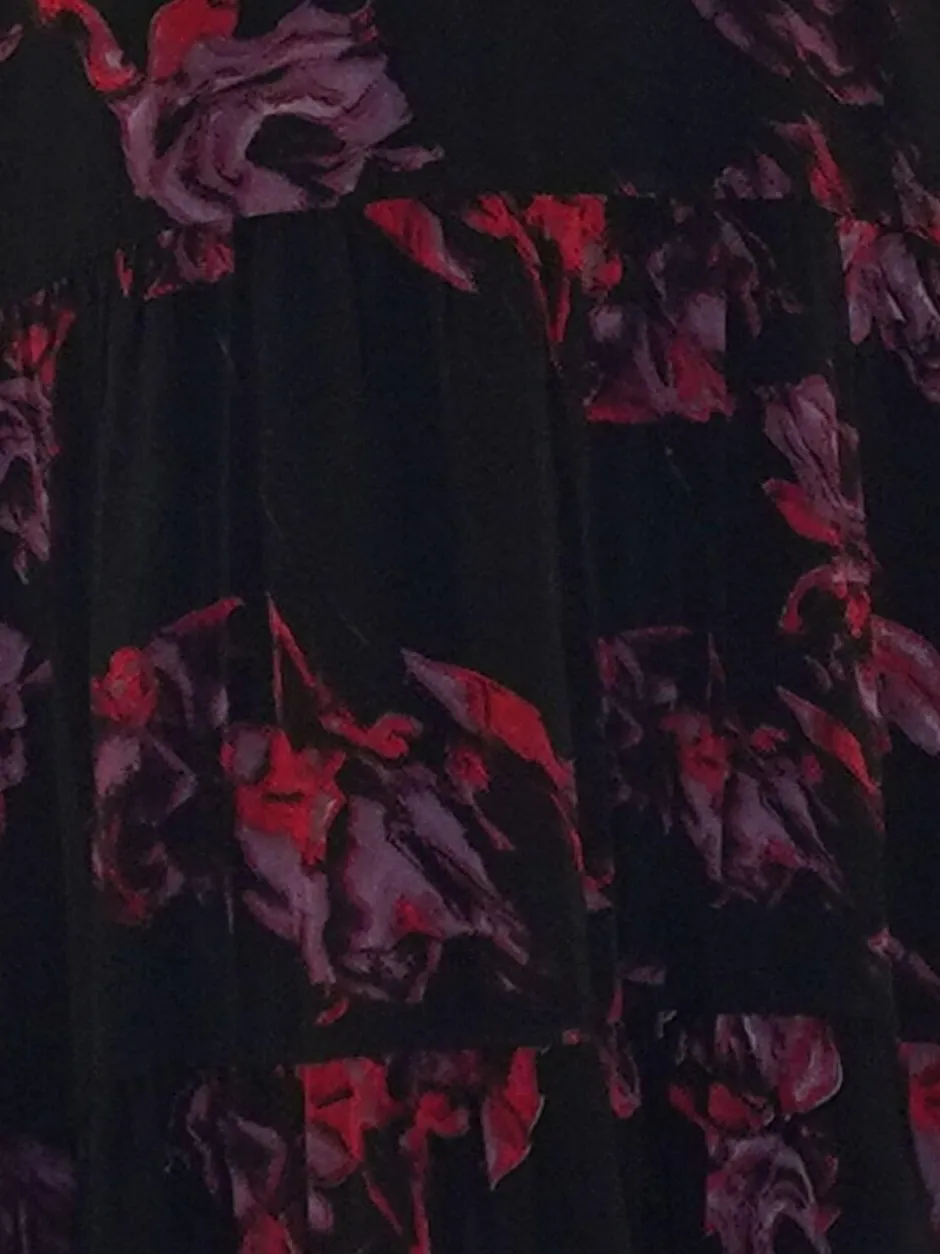 Religion Red Zoe Tiered Maxi Boho Dress With Tiered Skirt In Dark Floral Discount