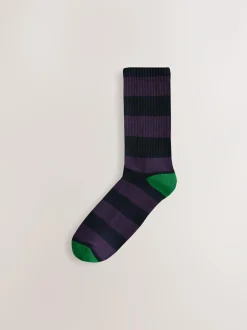 Next Sports Socks 4 Pack Rich Blue/Green/Red Stripe Pattern Sale