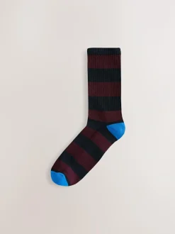 Next Sports Socks 4 Pack Rich Blue/Green/Red Stripe Pattern Sale