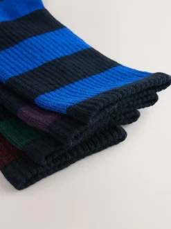 Next Sports Socks 4 Pack Rich Blue/Green/Red Stripe Pattern Sale