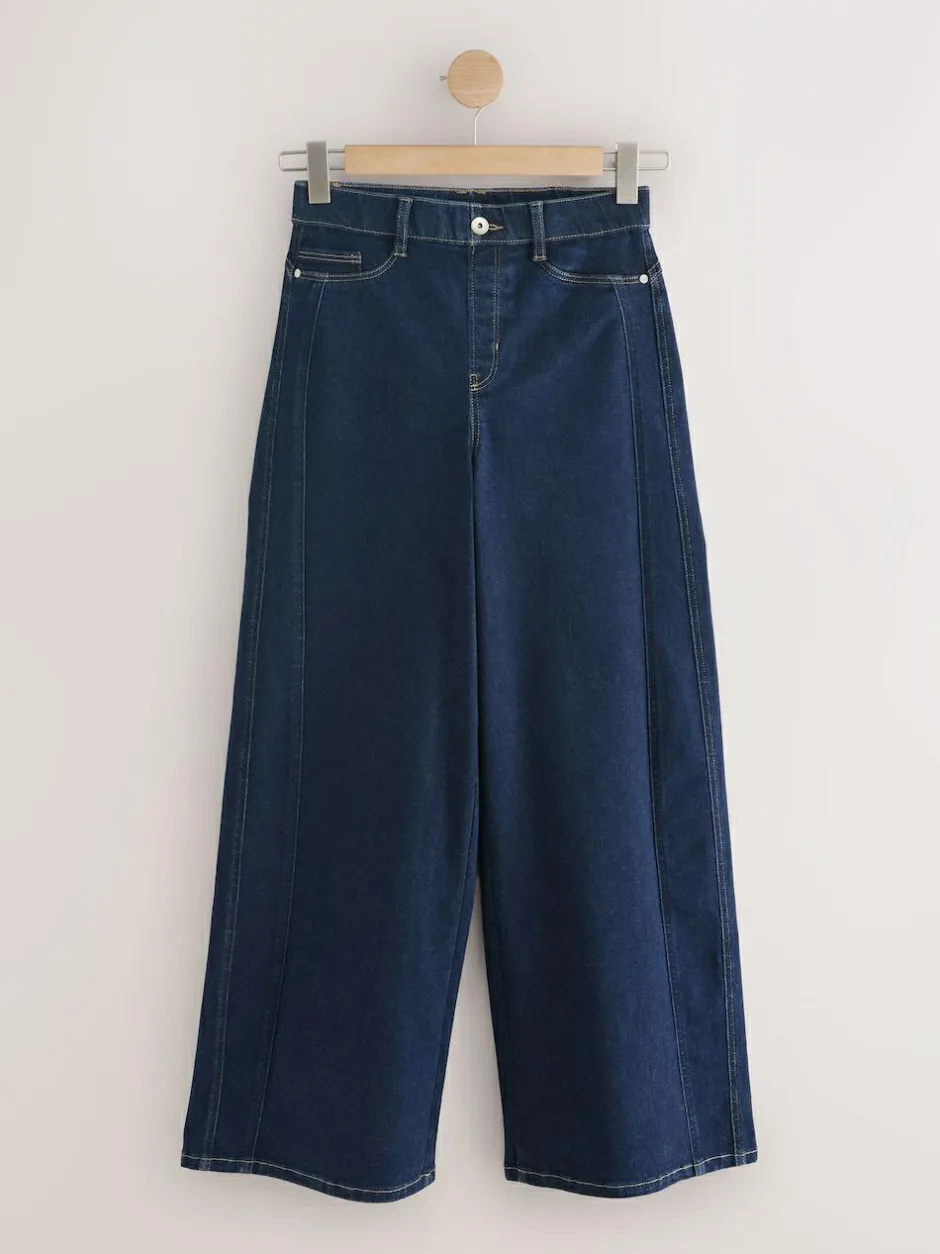 Next High Rise FlexiFit Stretch Pull On Wide Leg Jeans Rinse Blue Online