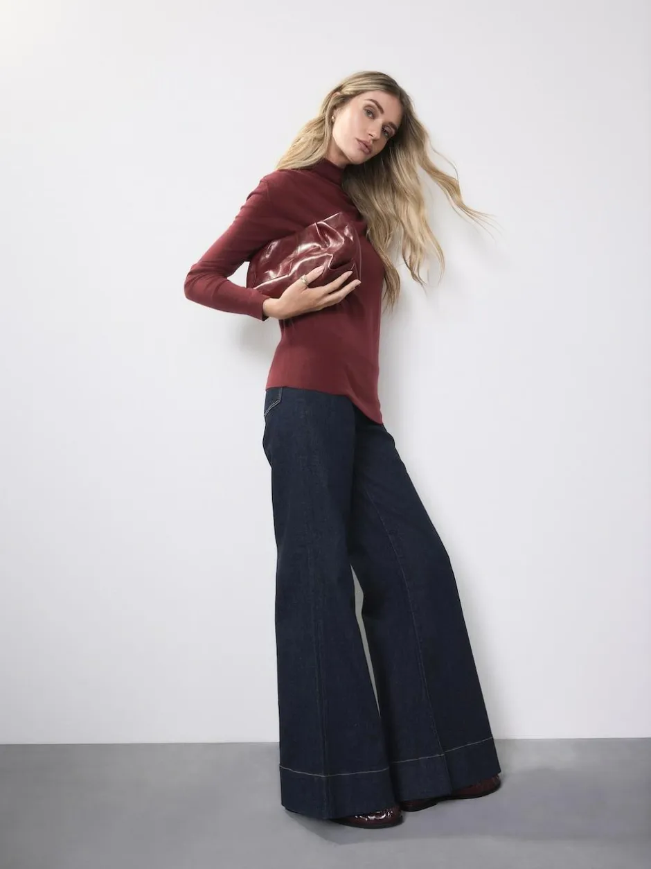 Next High Rise Stretch Wide Leg Jeans Rinse Blue Clearance