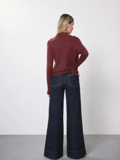 Next High Rise Stretch Wide Leg Jeans Rinse Blue Clearance