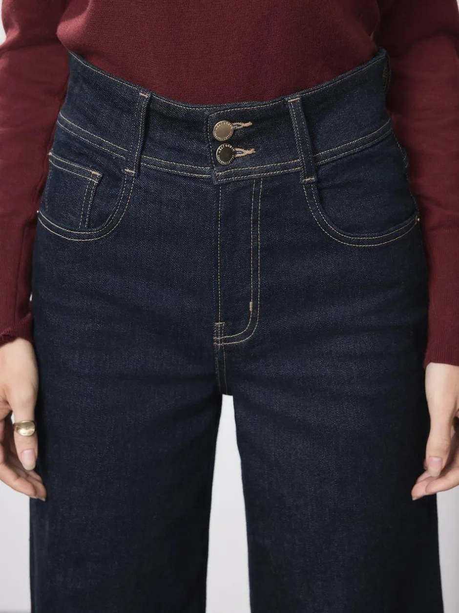 Next High Rise Stretch Wide Leg Jeans Rinse Blue Clearance