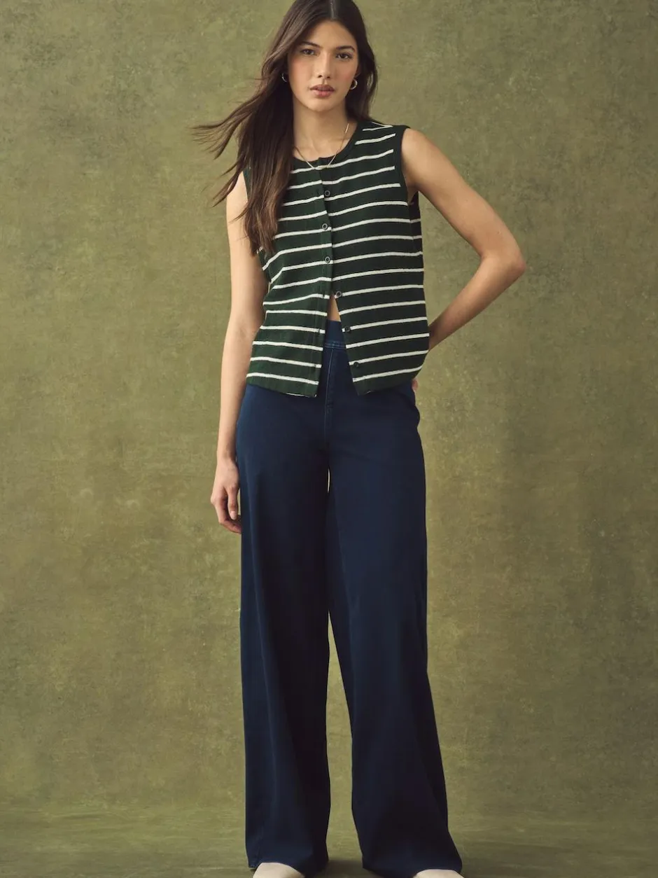 Next Jersey Denim Wide Leg Trousers Rinse Blue Best