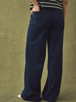 Next Jersey Denim Wide Leg Trousers Rinse Blue Best
