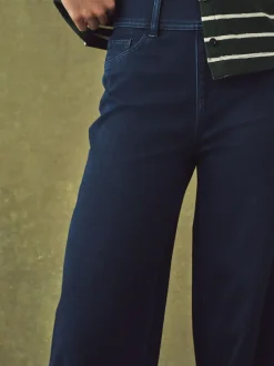 Next Jersey Denim Wide Leg Trousers Rinse Blue Best