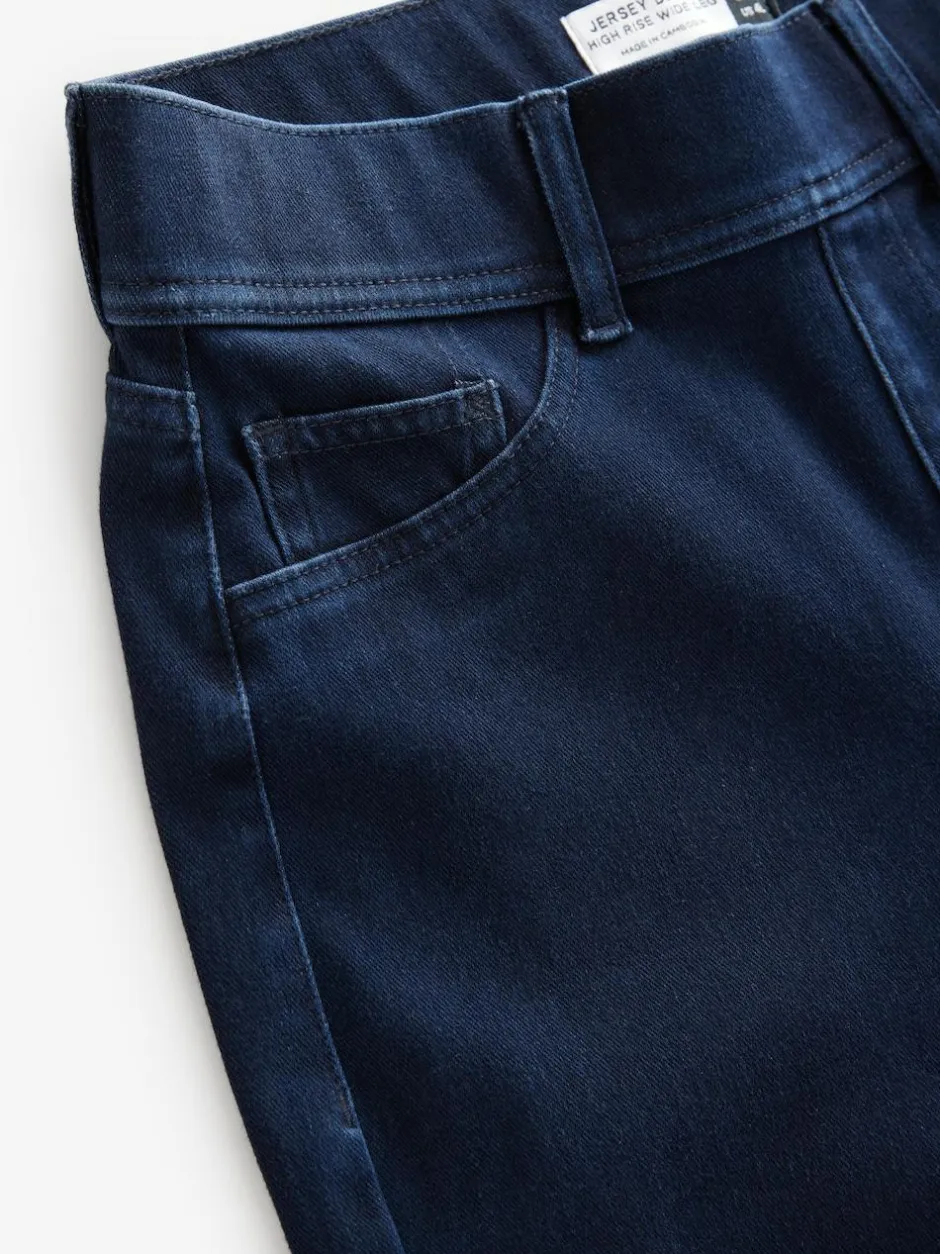 Next Jersey Denim Wide Leg Trousers Rinse Blue Best