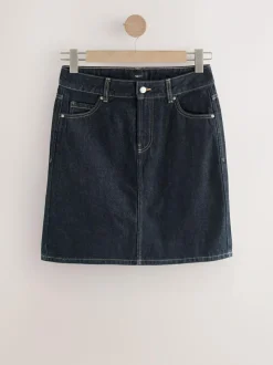 Next Rinse Blue Knee Length Denim Skirt Outlet