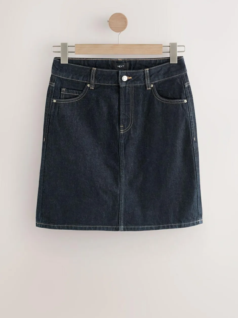 Next Rinse Blue Knee Length Denim Skirt Outlet
