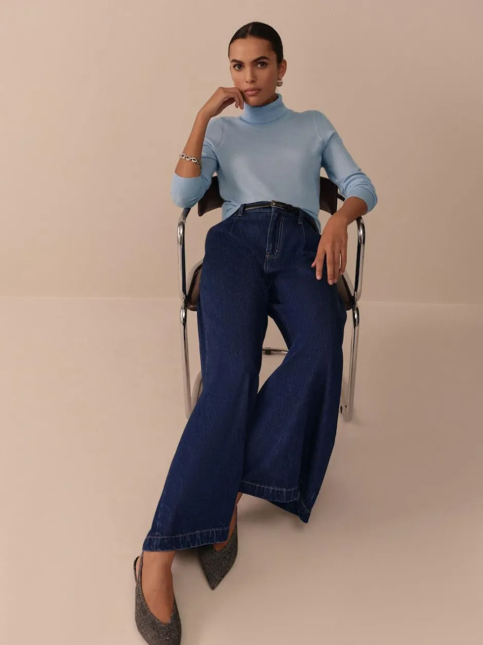 Next N. Premium Palazzo Wide Leg Jeans Rinse Blue