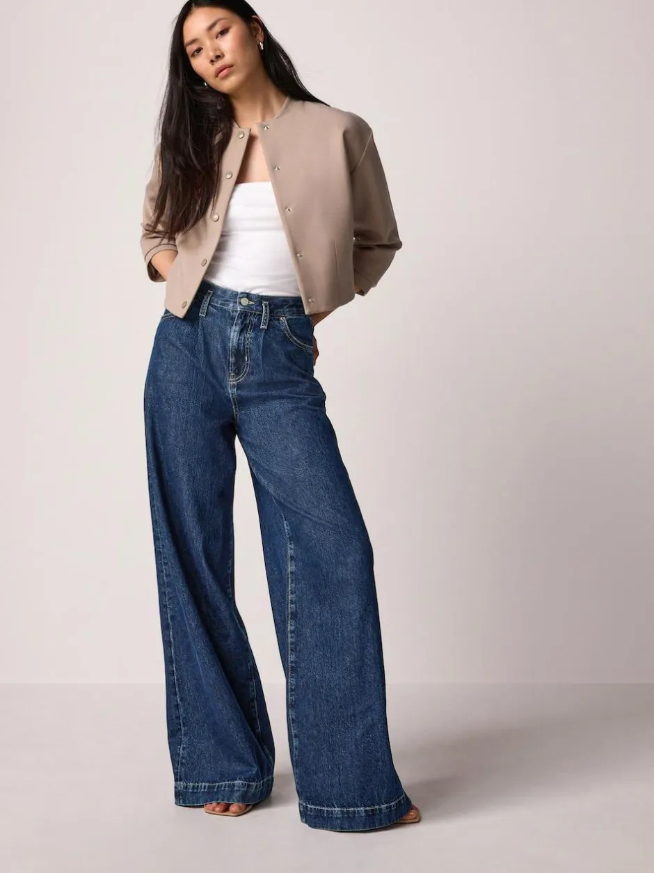 Next Palazzo Wide Leg Jeans Rinse Blue