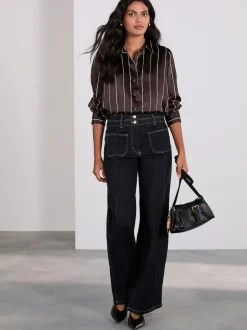 Next Slim Lift and Shape Wide Leg Jeans Rinse Blue