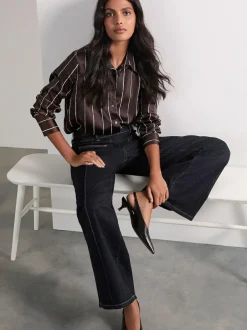 Next Slim Lift and Shape Wide Leg Jeans Rinse Blue