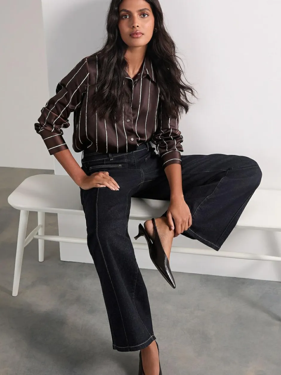 Next Slim Lift and Shape Wide Leg Jeans Rinse Blue