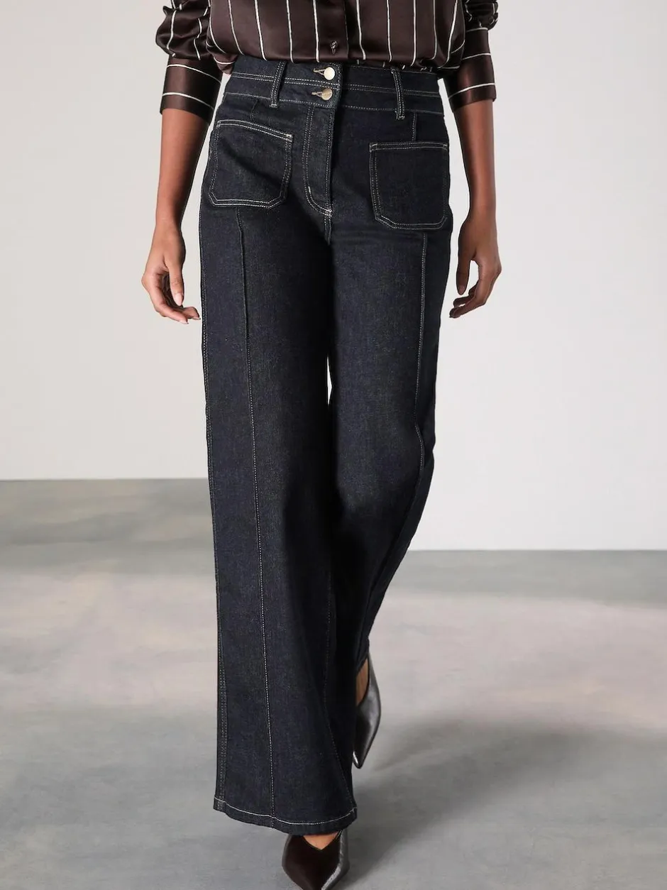Next Slim Lift and Shape Wide Leg Jeans Rinse Blue