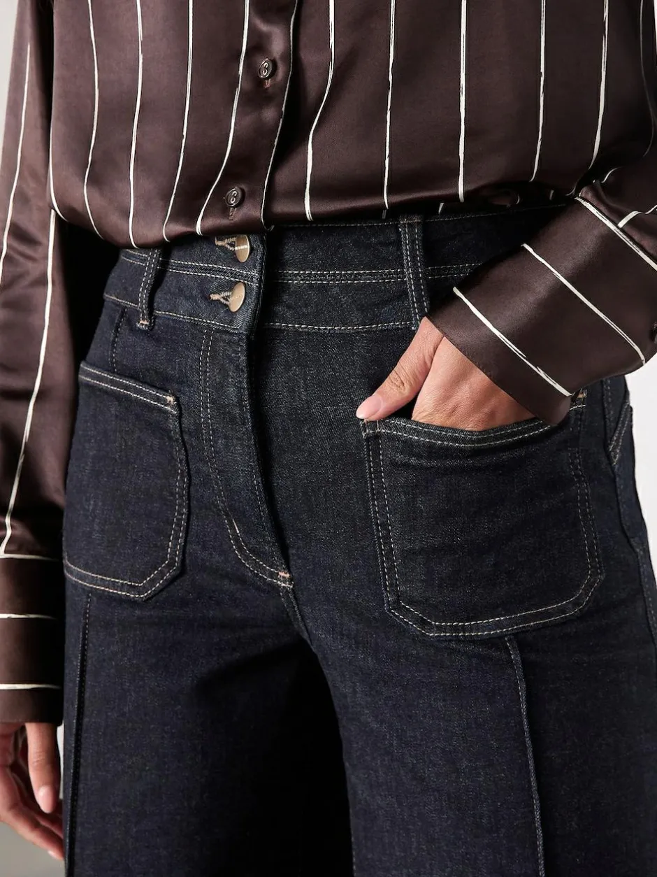 Next Slim Lift and Shape Wide Leg Jeans Rinse Blue