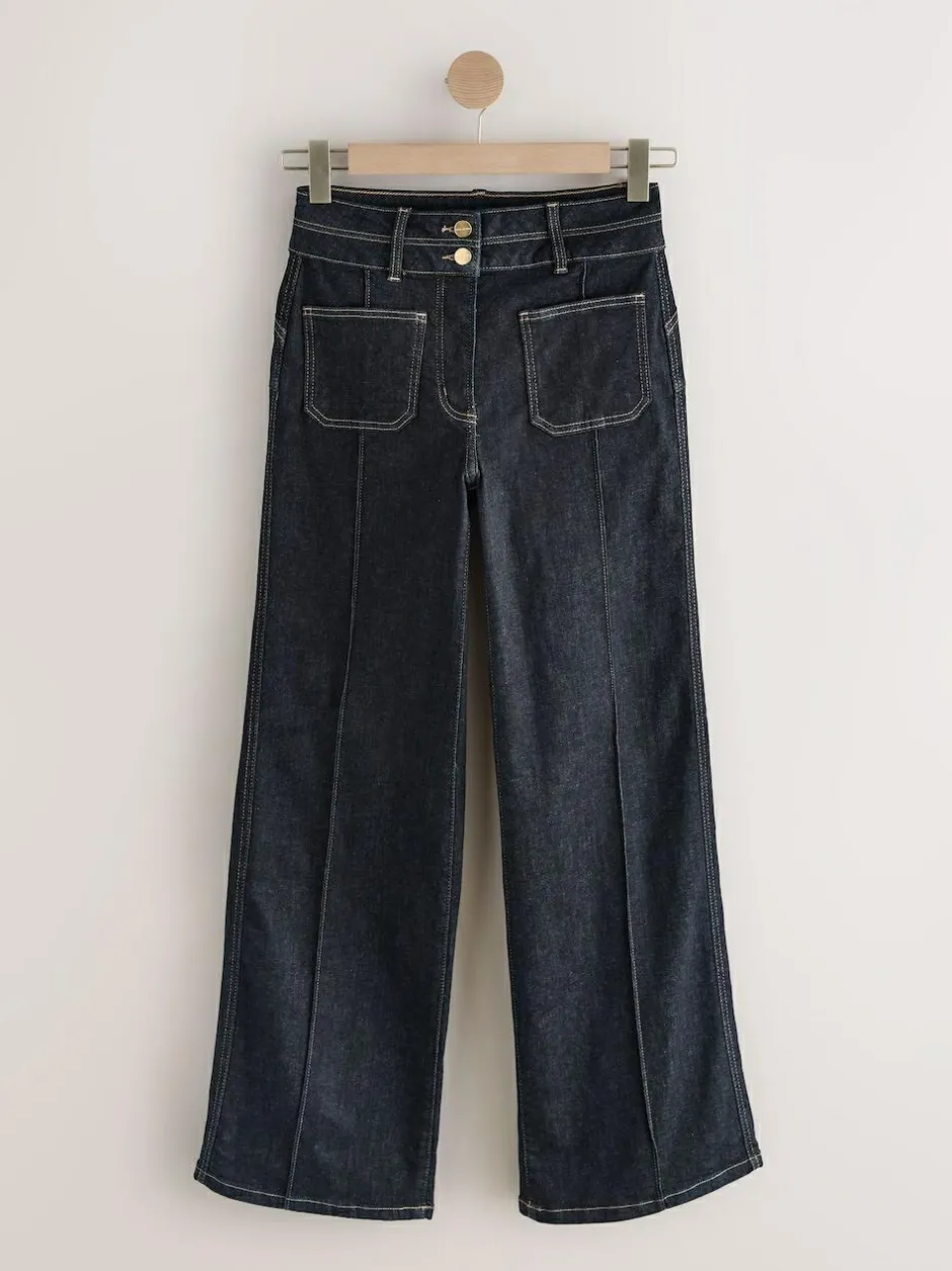 Next Slim Lift and Shape Wide Leg Jeans Rinse Blue