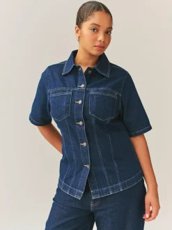 Next Rinse Denim Fuller Bust Short Sleeve Fitted Top Online