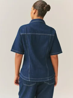 Next Rinse Denim Fuller Bust Short Sleeve Fitted Top Online