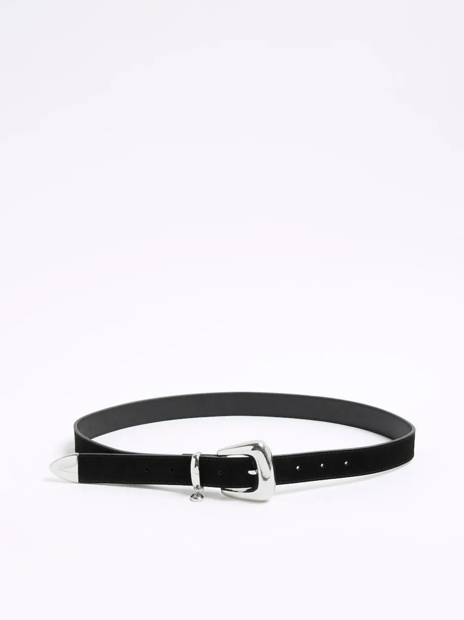 River Island Black Bubble Buckle Suede Belt