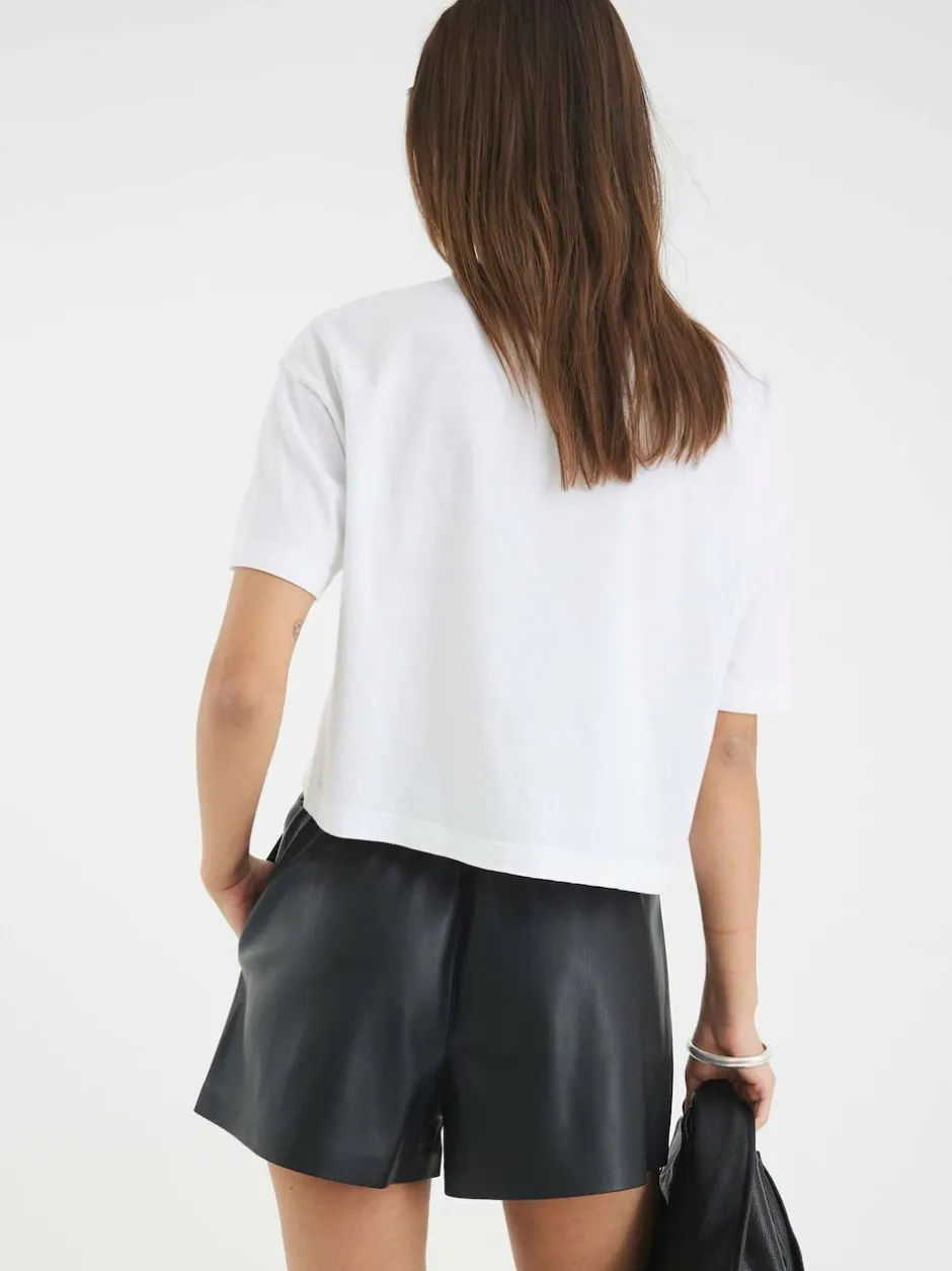 River Island Black Elasticated Faux Leather Shorts Outlet