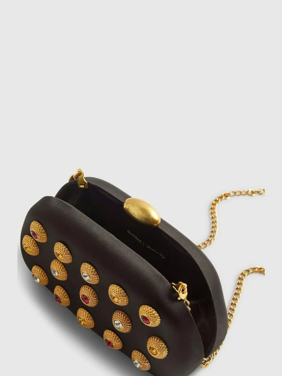 River Island Black Gem Hard Shell Chain Clutch Sale