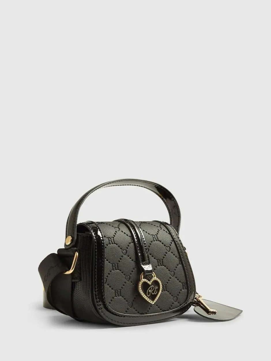 River Island Black Heart Monogram Kendal Cross-Body Bag Discount
