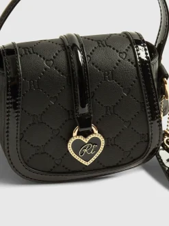 River Island Black Heart Monogram Kendal Cross-Body Bag Discount