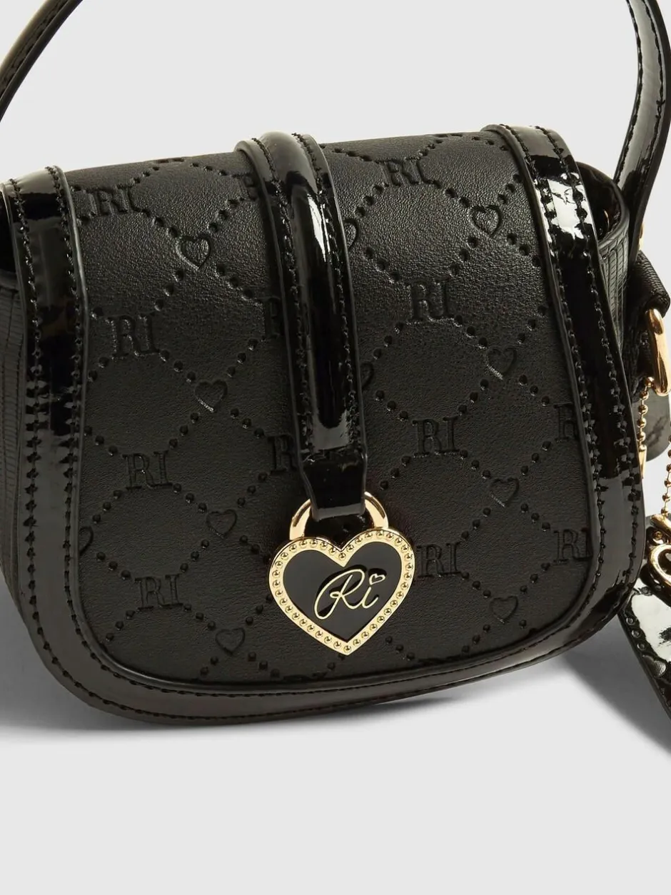 River Island Black Heart Monogram Kendal Cross-Body Bag Discount