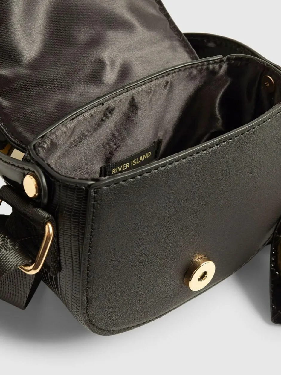 River Island Black Heart Monogram Kendal Cross-Body Bag Discount