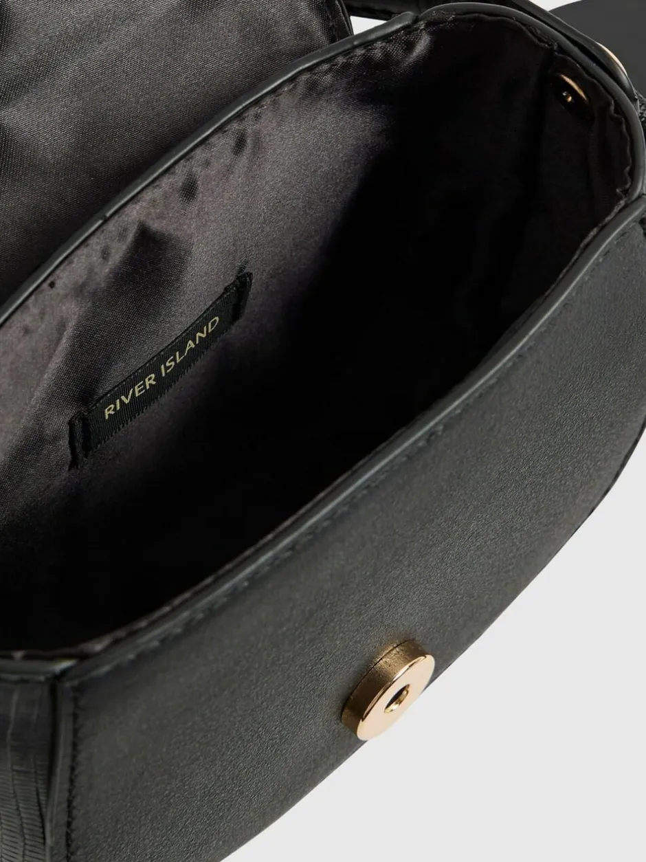 River Island Black Heart Monogram Kendal Cross-Body Bag Discount