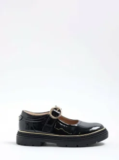 River Island Black Oval Buckle Mary Jane Shoes Online