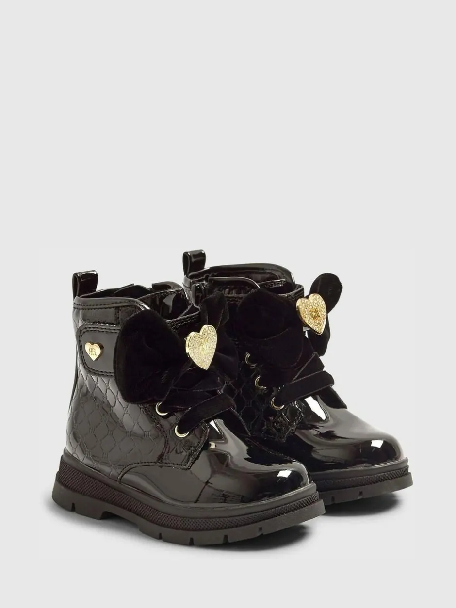 River Island Black Patent Monogram Boots Hot