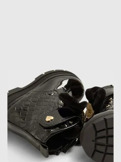 River Island Black Patent Monogram Boots Hot