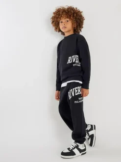 River Island River Varsity Sweatshirt & Jogger Set Black Online