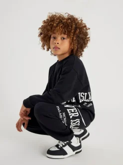 River Island River Varsity Sweatshirt & Jogger Set Black Online