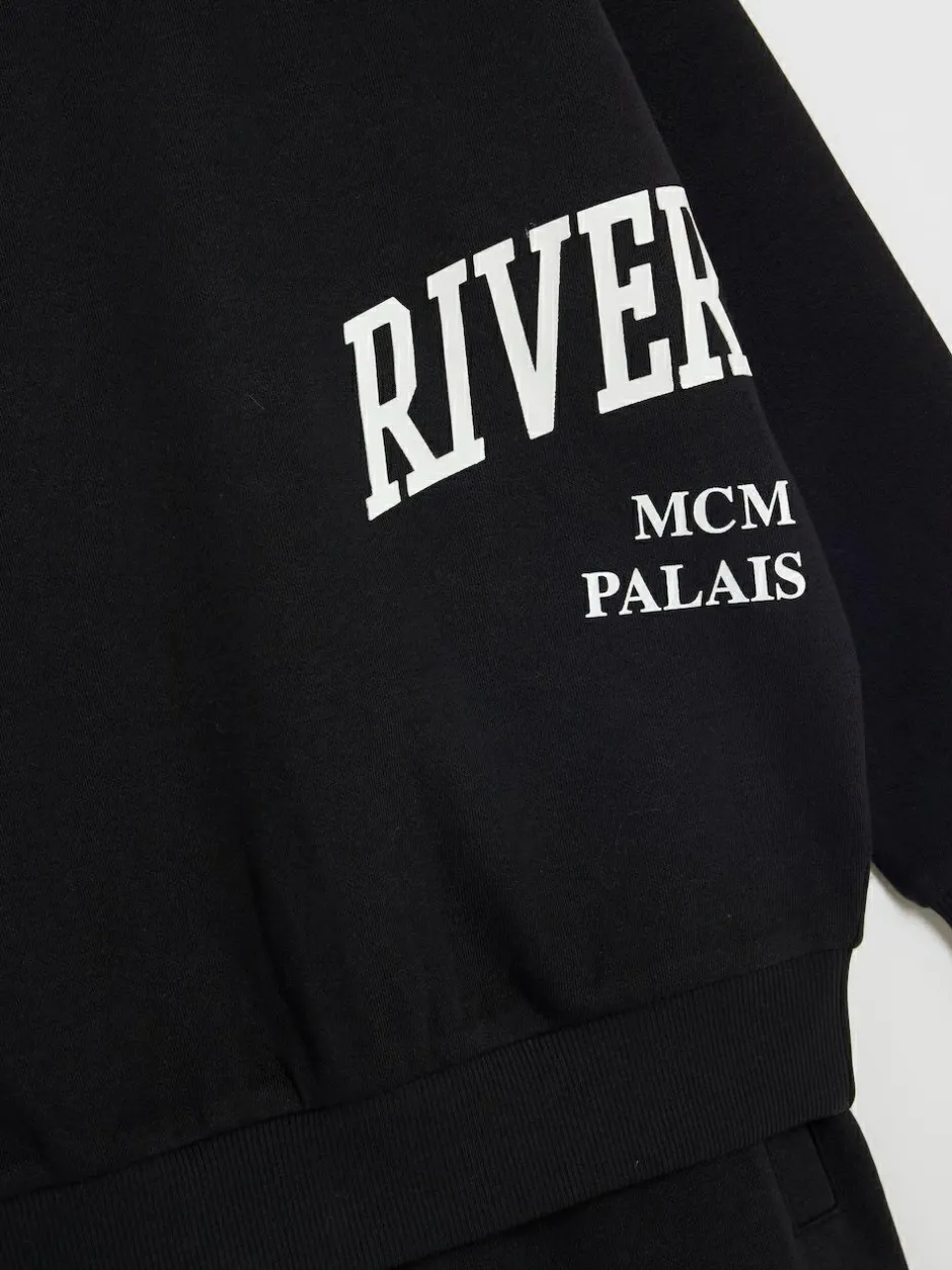 River Island River Varsity Sweatshirt & Jogger Set Black Online