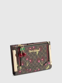River Island Brown Monogram Cherry Print Purse Sale