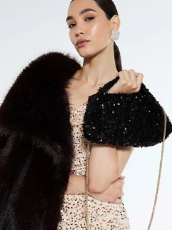River Island Brown Sequin Grab Clutch Online