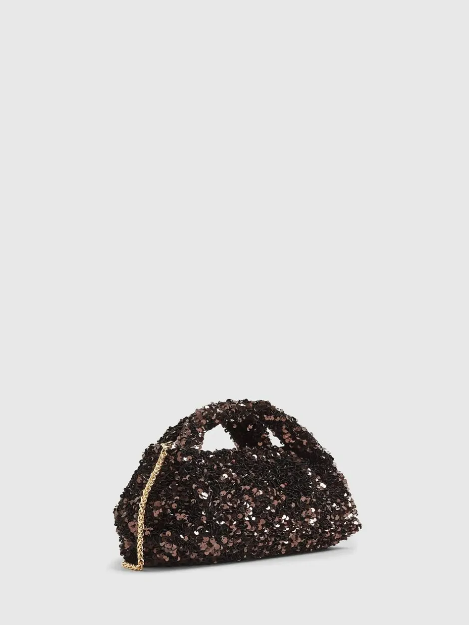 River Island Brown Sequin Grab Clutch Online