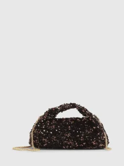 River Island Brown Sequin Grab Clutch Online