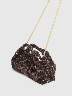 River Island Brown Sequin Grab Clutch Online