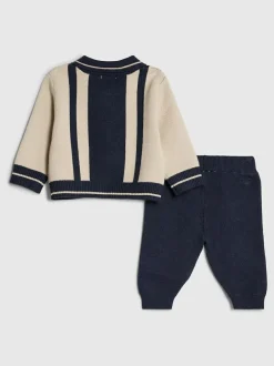 River Island Cream Colour Blocked Zip Through Knitted Set New
