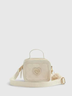 River Island Cream Monogram Box Cross-Body Bag