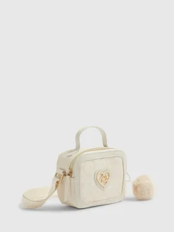 River Island Cream Monogram Box Cross-Body Bag
