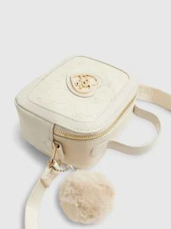 River Island Cream Monogram Box Cross-Body Bag