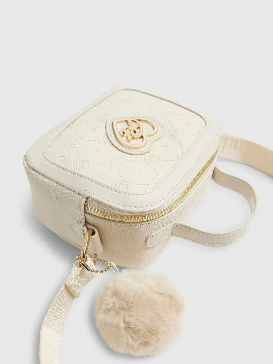 River Island Cream Monogram Box Cross-Body Bag