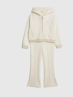 River Island Premium Essentials Zip Through & Kickflare Set Cream New
